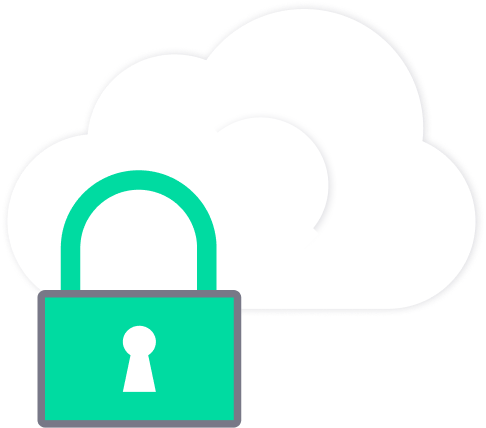 ilustração de um cadeado protegendo uma nuvem representando a segurança do armazenamento virtual na núvem